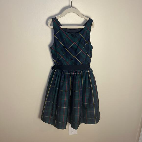Polo Ralph Lauren Girls Checked Bow Embellished Dress Size 12 Green Plaid - Picture 4 of 11